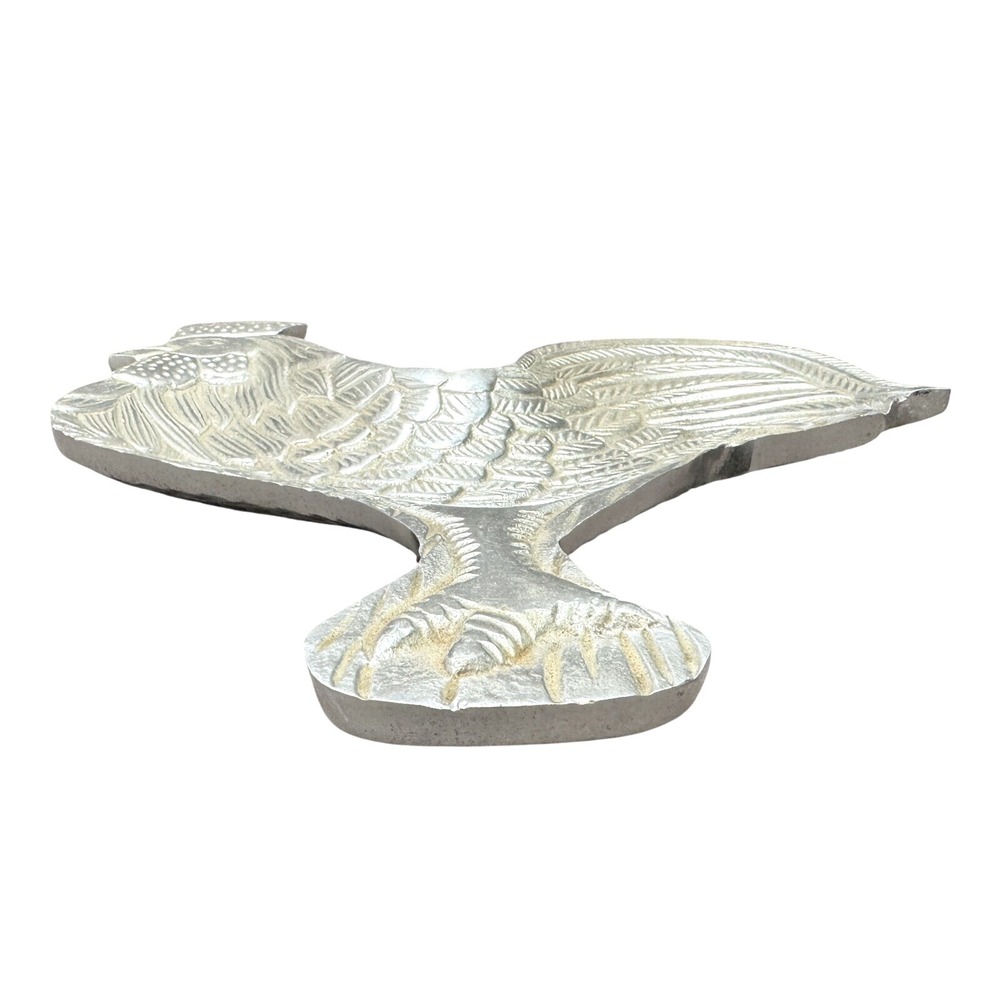 Vintage Made in India 10" x 10"‎ Metal Rooster Serving Tray Dish - Picture 4 of 5